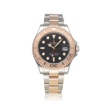 Yacht-master 37 steel - rose gold black medium 2022 box + papers