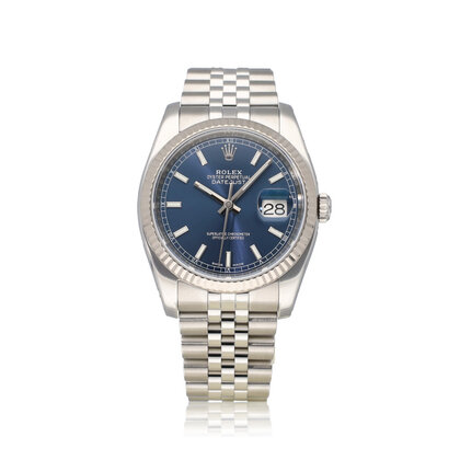 Datejust 36 NEW ROLEX SERVICE | steel - white gold blue fluted concealed Jubilee