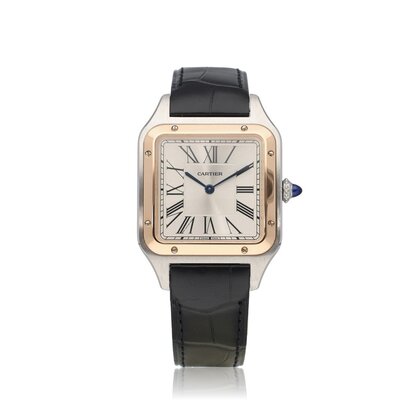 Santos de Cartier Santos-Dumont Large OPEN DATE  - box + papers | steel - rose gold LM - l