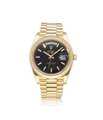 Rolex Day-Date 40 yellow gold President black 2020 box + papers