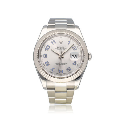 Datejust II 41 silver Oyster 2013 box + papers | steel - white gold fluted