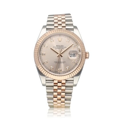 Datejust 41 NEW ROLEX SERVICE - 2017 box + papers | steel - rose gold sundust diamond Jubi