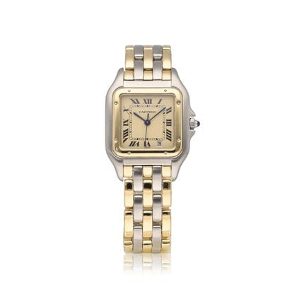 Panthère de Cartier   3 ROW - 1992 + papers | steel - gold ivory roman
