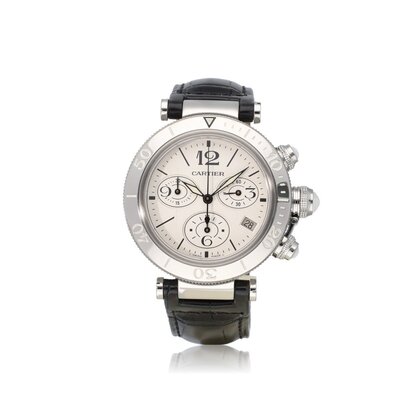 Pasha de Cartier  42 NEW CARTIER SERVICE - 2011 B+P | steel silver | ref. 3129 |