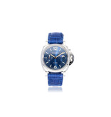 Panerai Luminor Due Luna 38 steel alligator strap blue 2024 box + papers