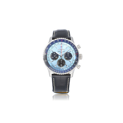 Navitimer B01 Chronograph 43 steel alligator strap blue 2024 box + papers