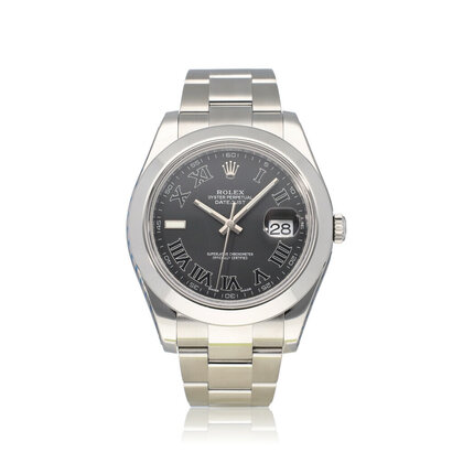 Datejust II 41 2016 box + papers | steel black roman