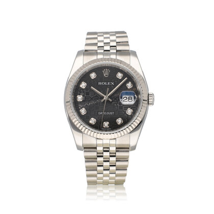 Datejust 36 - 2017 + papers | steel - white gold diamond black computer Jubilee