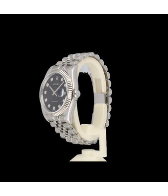 Rolex Datejust 36 - 2017 + papers | steel - white gold diamond black computer Jubilee