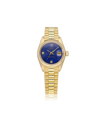 Rolex Lady-Datejust 26 NEW ROLEX SERVICE - 1983 + box | yellow gold lapis lazuli diamond 6 - 9