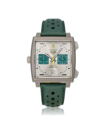 TAG Heuer Monaco Chronograph Racing Green 39 - 2025 box + papers | titanium silver yellow - green li