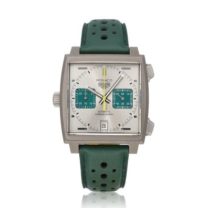 Monaco Chronograph Racing Green 39 - 2025 box + papers | titanium silver yellow - green li