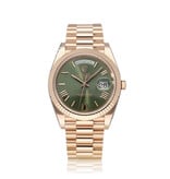 Rolex Day-Date 40 NEW ROLEX SERVICE - 2016 box + papers | rose gold olive / money green Presiden