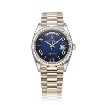 Day-Date 36 36 white gold silver dial factory diamond bezel President
