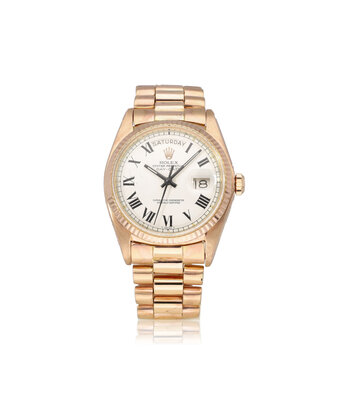 Rolex Day-Date 36 - 1974 | rose gold Buckley white roman tight President