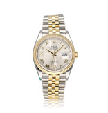 Rolex Datejust 36 NEW ROLEX SERVICE - 2019 B+P | silver roman diamond steel - gold Jubilee