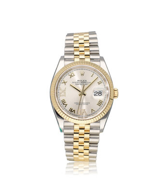 Rolex Datejust 36 NEW ROLEX SERVICE - 2019 B+P | silver roman diamond steel - gold Jubilee