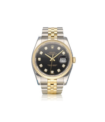 Rolex Datejust 36 - 2009 + papers | steel - gold black Jubilee - diamond