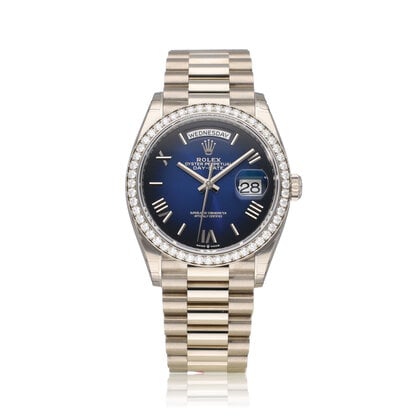 Day-Date 36 36 white gold silver dial factory diamond bezel President