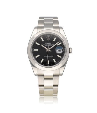 Rolex Datejust 41 NEW ROLEX SERVICE - 2022 B+P | steel black index domed Oyster