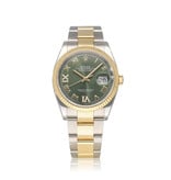 Rolex Datejust 36 NEW ROLEX SERVICE - 2020 B+P | steel - yellow gold green roman diamond IV IX O