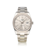 Rolex Datejust 41 NEW ROLEX SERVICE - 2018 B+P | steel - white gold silver index fluted Oyster