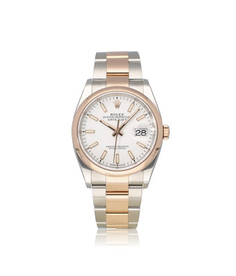 Rolex Datejust 36 NEW ROLEX SERVICE - 2021 B+P | steel - rose gold white Oyster