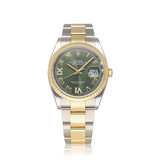 Rolex Datejust 36 NEW ROLEX SERVICE - 2020 B+P | steel - yellow gold green roman diamond IV IX O