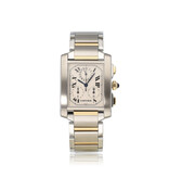 Cartier Tank Française 28 NEW CARTIER SERVICE - 2007 B+P | chronoflex yellow gold steel