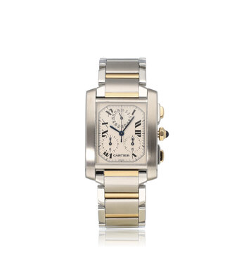 Cartier Tank Française 28 NEW CARTIER SERVICE - 2007 B+P | chronoflex yellow gold steel