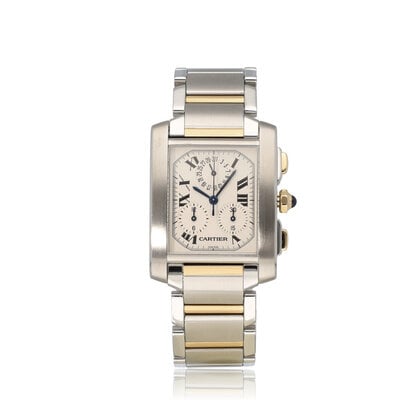 Tank Française 28 NEW CARTIER SERVICE - 2007 B+P | chronoflex yellow gold steel