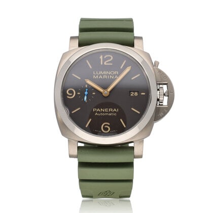 Luminor  44 OPEN CARD - box + paper | steel brown dial green rubber