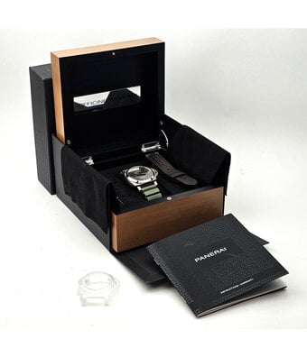Panerai Luminor  44 OPEN CARD - box + paper | steel brown dial green rubber