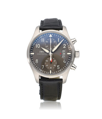 IWC Pilot's Watch Spitfire Chronograph 43 NEW IWC STRAP - 2013 B+P | steel grey black alligato