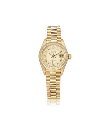 Rolex Lady-Datejust 26 NEW ROLEX SERVICE - 1987 | yellow gold President MOP - pearl carousel rom
