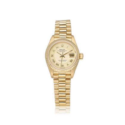Lady-Datejust 26 NEW ROLEX SERVICE - 1987 | yellow gold President MOP - pearl carousel rom