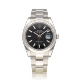 Rolex Datejust 41 NEW ROLEX SERVICE - 2022 B+P | steel black index domed Oyster