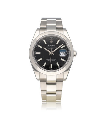 Rolex Datejust 41 NEW ROLEX SERVICE - 2022 B+P | steel black index domed Oyster