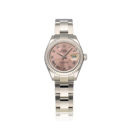 Lady-Datejust 28 - 2017 box + papers | steel - white gold pink roman Oyster