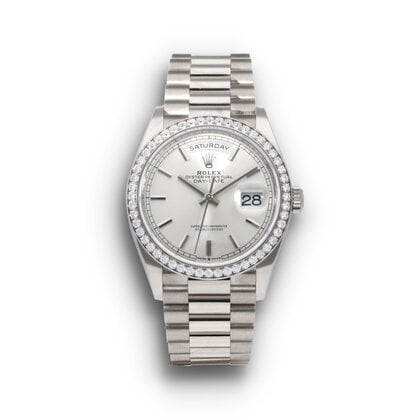 Day-Date 36 36 white gold silver dial factory diamond bezel President