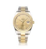 Rolex Datejust 41 NEW ROLEX SERVICE - 2020 box + papers | steel - gold champagne Oyster