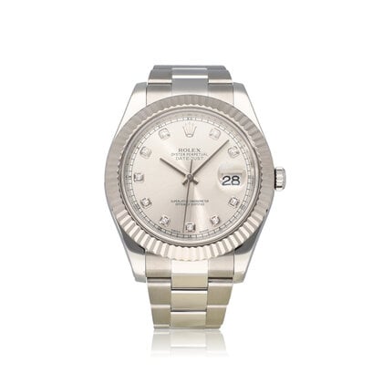 Datejust II 41 - 2015 + papieren | steel silver diamond Oyster