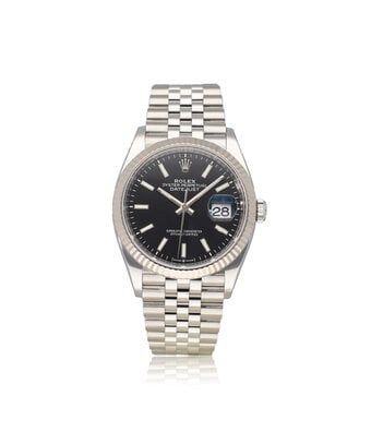 Rolex Datejust 36 NEW ROLEX SERVICE - 2021 box + papers | steel white gold fluted black Jubilee