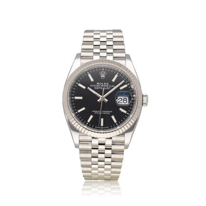 Datejust 36 NEW ROLEX SERVICE - 2021 box + papers | steel white gold fluted black Jubilee
