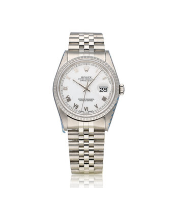 Rolex Datejust 36 NEW ROLEX SERVICE - 1996 B+P | steel white roman Jubilee