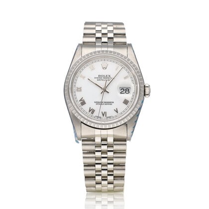 Datejust 36 NEW ROLEX SERVICE - 1996 B+P | steel white roman Jubilee