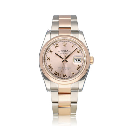 Datejust 36 NEW ROLEX SERVICE - 2011 B+P | steel - gold pink roulette