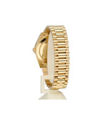 Rolex Day-Date 40 NEW ROLEX SERVICE - 2023 B+P | gold flat green - money - roman dial diamond Pr
