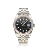 Rolex Datejust 41 NEW ROLEX SERVICE - 2022 B+P | steel - white gold black fluted Jubilee