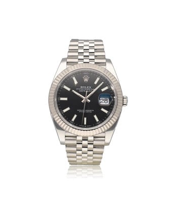 Rolex Datejust 41 NEW ROLEX SERVICE - 2022 B+P | steel - white gold black fluted Jubilee
